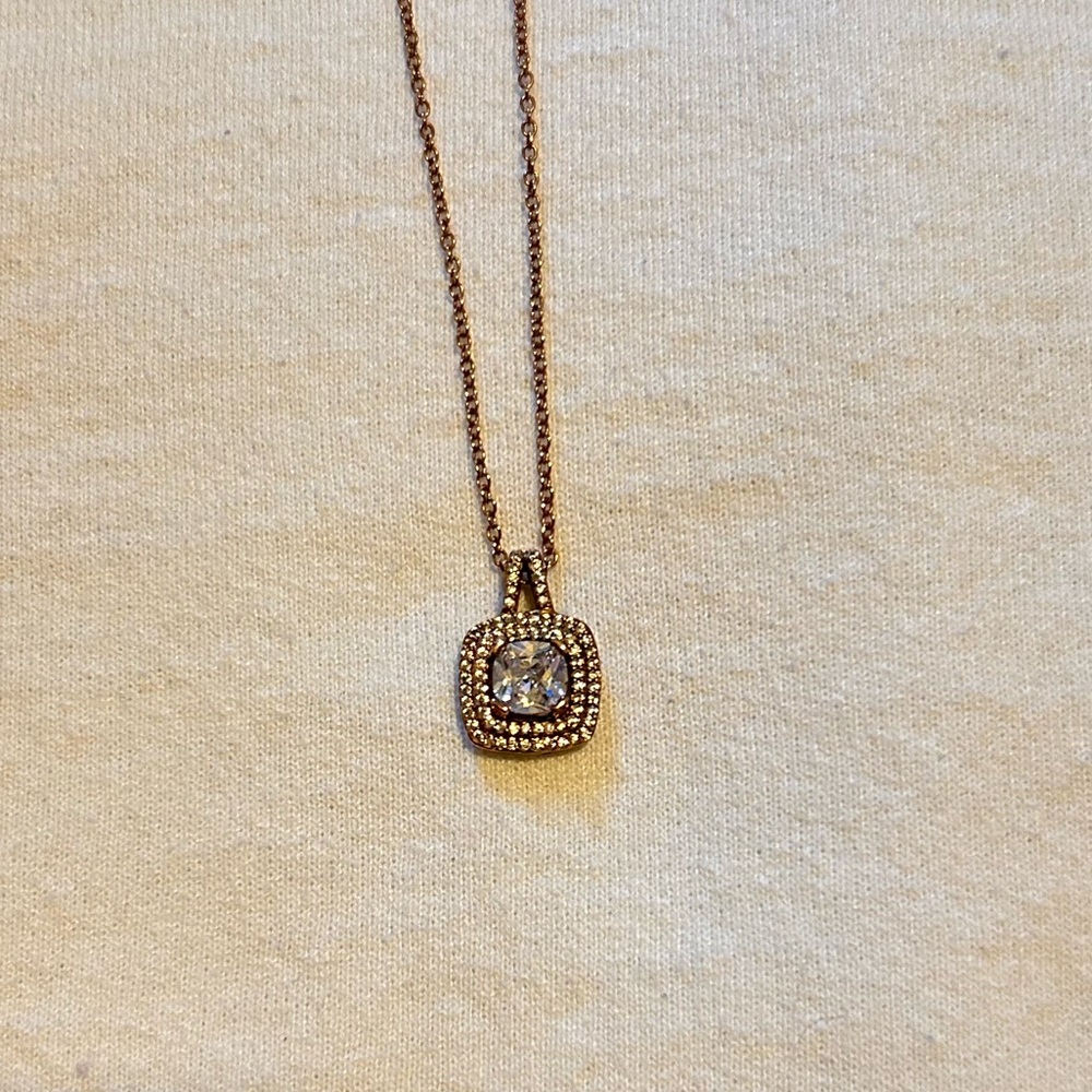 Square Halo Pendant Necklace